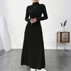Ladies' Temperament Slim Fit High Neck Fashionable Solid Color Long Sleeved Dress
