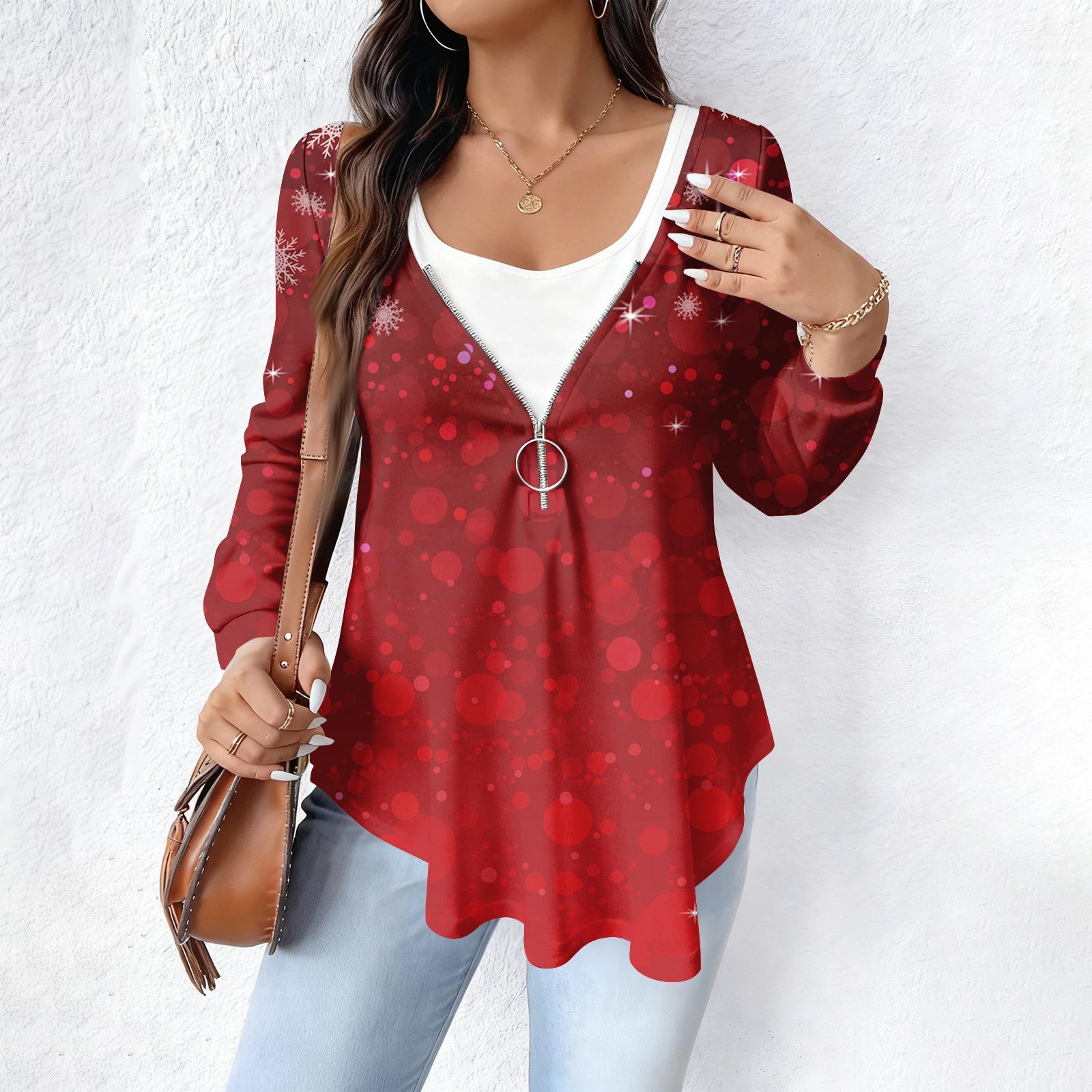 

Женский модный повседневный топ с длинными рукавами, свободного кроя оверсайз, с принтом XXXXL красный