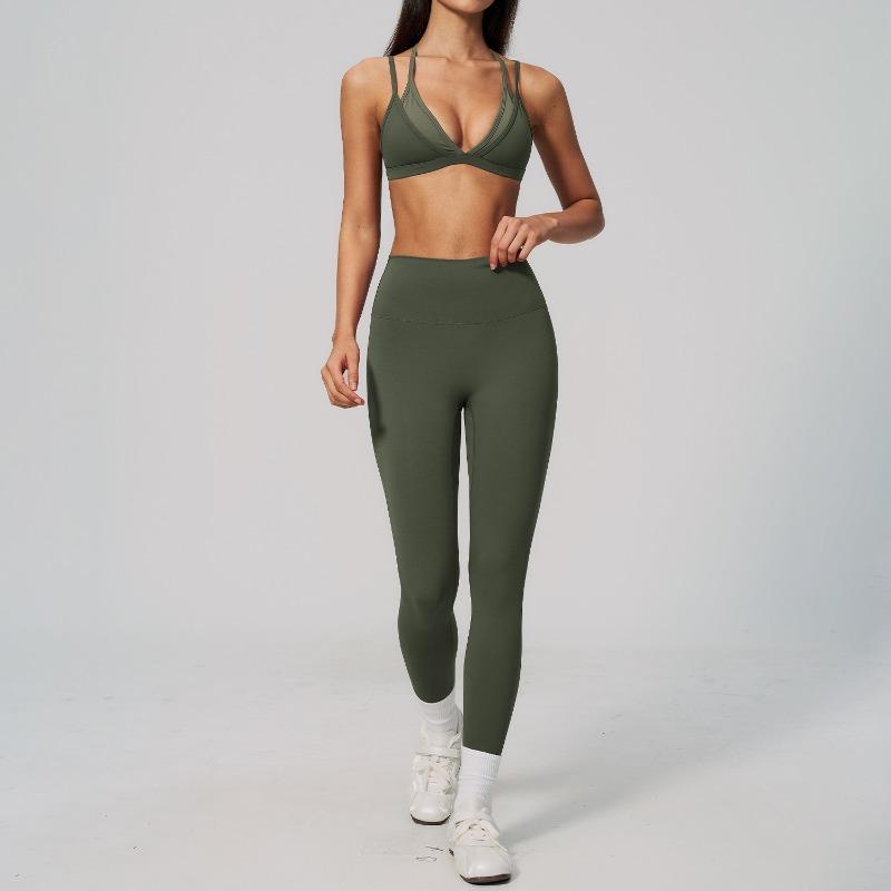 Sports suit Fake two-piece thin shoulder strap Sports suit Casual running Yoga suit Women S