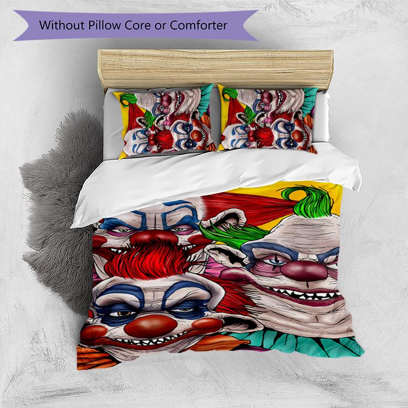 Horror Clown Circus 3pcs Bedding Set Duvet Cover Closure Includes 1 Duvet Cover & 2 Pillowcases for All Seasons Bedroom Home Dorm Decor