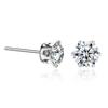 A Pair of 925 Sterling Silver Moissanite Stud Earrings with Hexagonal Prongs and Diamond Settings. Simple and Elegant, 4mm Earri