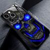 Dark Blue Skull Tempered Glass fashion phone cases For iphone 17 case Glass Phone Case for iPhone 17 16 15 14 13 12 pm Pro Plus