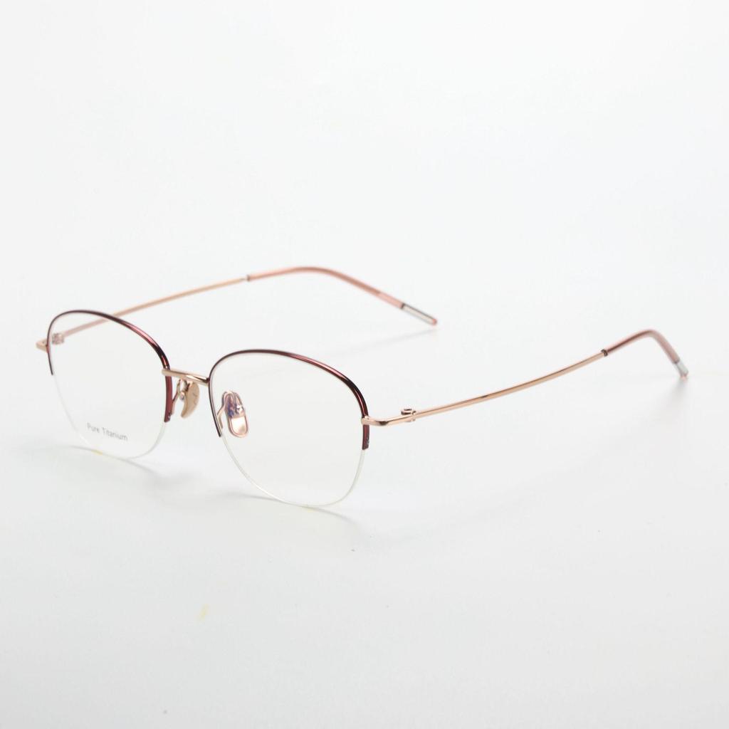 M6716S Unisex Retro Semi-Rimless Pure Titanium Eyeglass Frame - Prescription-Ready