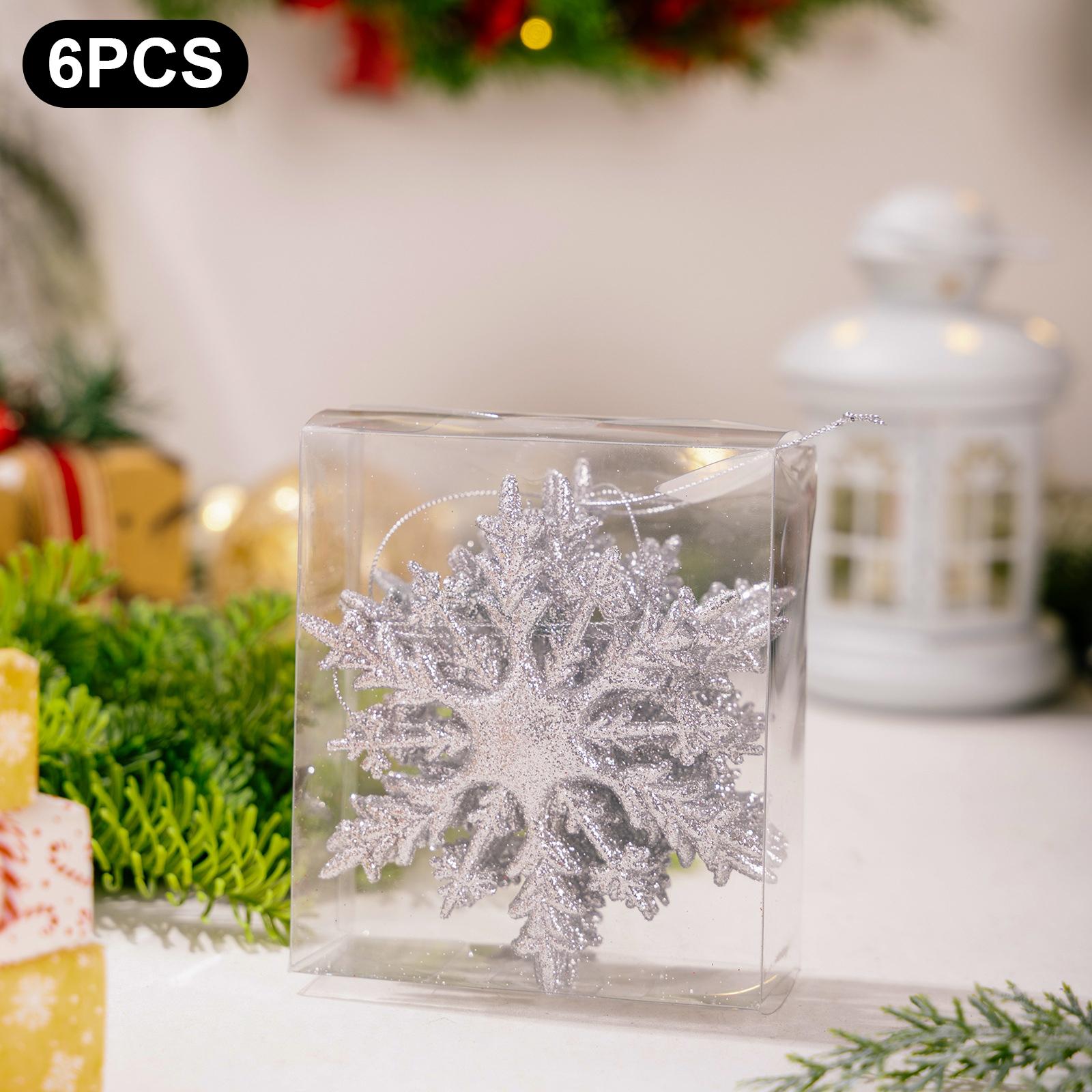 

6Pcs Christmas Ornaments Snowflake Hanging Decorations Glittery 3D Iridescent for Christmas Tree