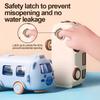 Bus Straw Water Bottle With Strap,Portable Cute Bear Car Water Bottles with Movable Wheels, Leakproof Bear Drinking Jug