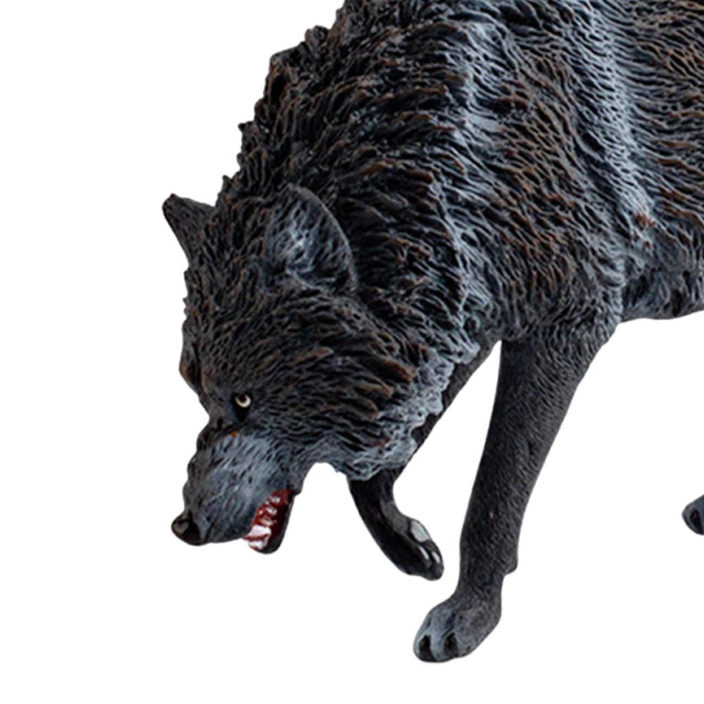 Mini Wolf Figurine Cake Toppers Hand Painted Model Educational Toy Realistic Animal Figure for Children Toddlers Birthday Gift