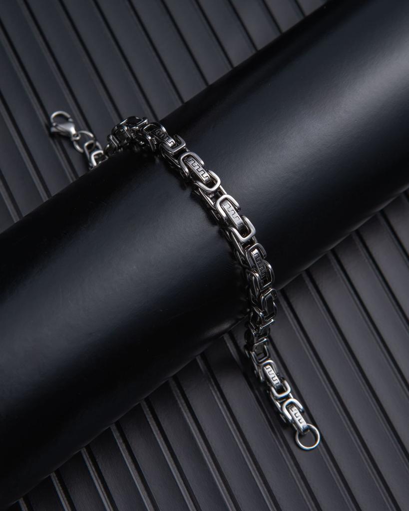 Titanium Steel Bracelet Men'S Retro Black Plated Polished Hip Hop Punk Style Bracelet Trendy Cool Personality Jewelry