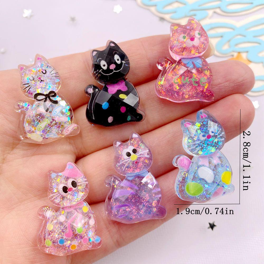 10PCS Kawaii Resin Colorful Candy Color Cartoon Bowknot Cats Figurines Flat Back Scrapbook DIY Home Decor Crafts Accessories