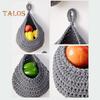 Crochet Hanging Fruit Basket Decorative Handmade Vegetable Storage Basket Mesh Bag Space-Saving Fruit Display Container Home Kitchen Decor