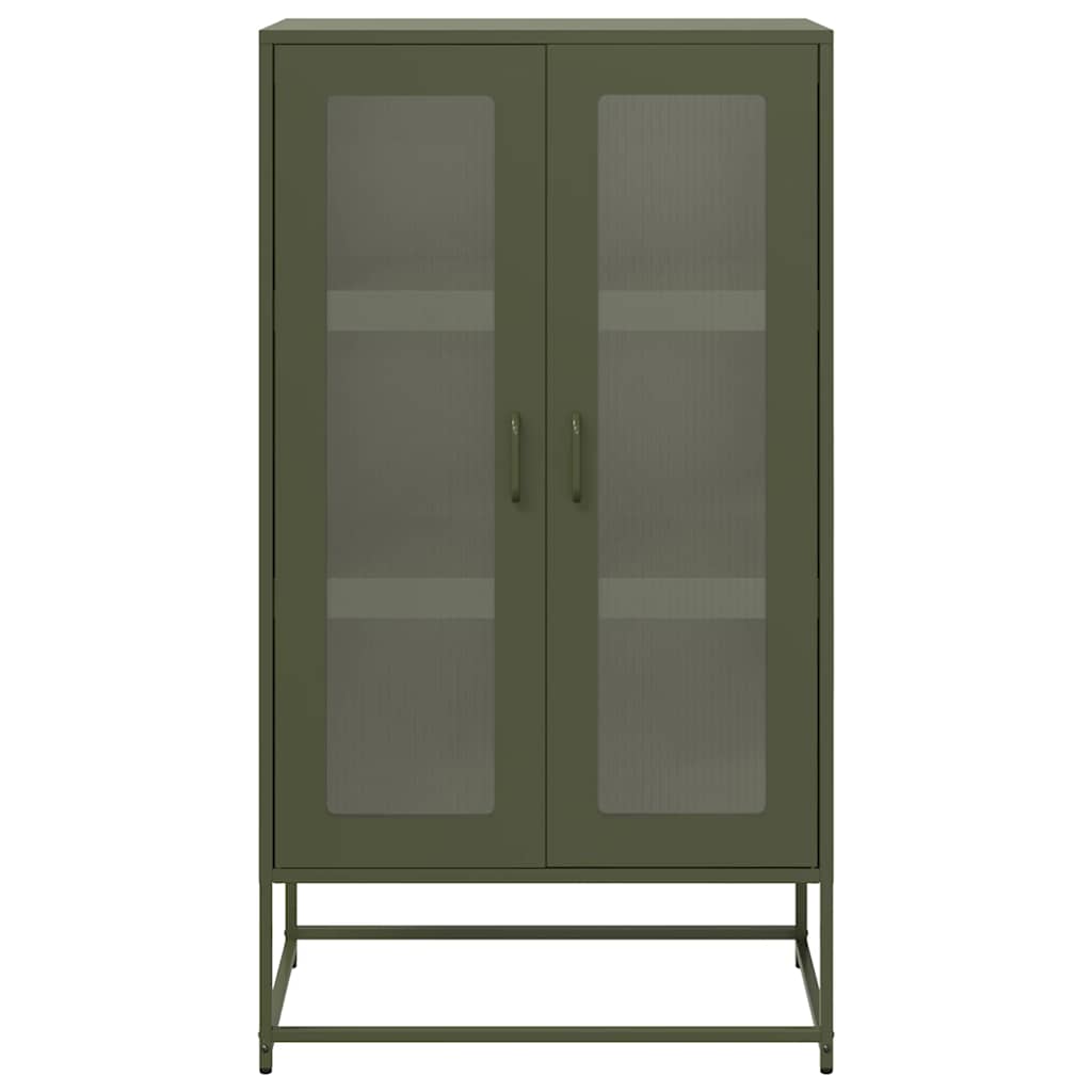 Komoda Oliwkowo-Zielona 68X39X123 Cm Stal