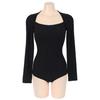 American Retro New Long-sleeved One-piece Swimsuit Spice Girl Slim and Thin Pure Desire Wind Vacation Snorkeling Swimsuit Hot Spring