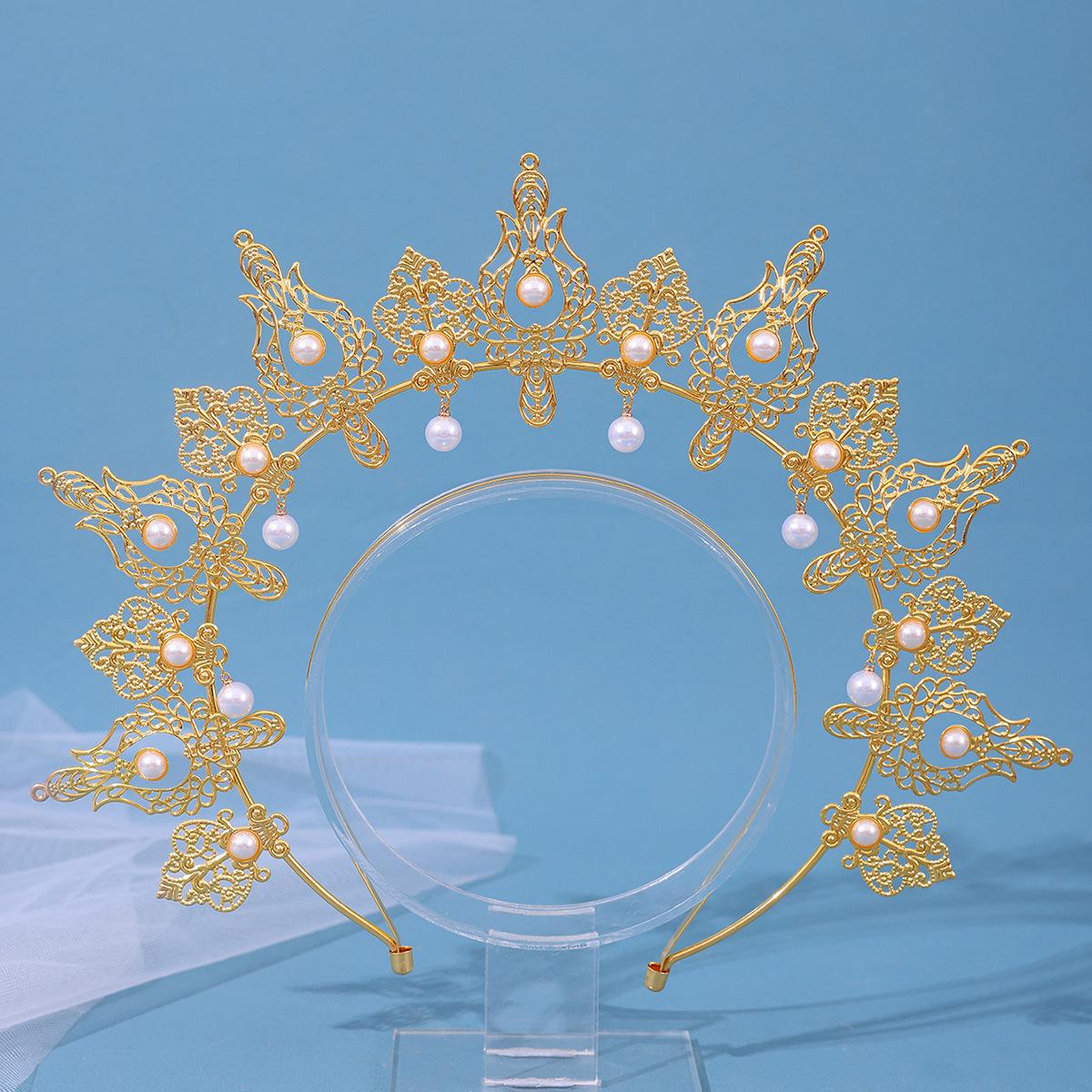 

Princess Tassel Pearl Hair Crown Tiara Queen Catwalk Eyebrow Forehead Ornaments Travel Photography Madonna Crown Style Accessories