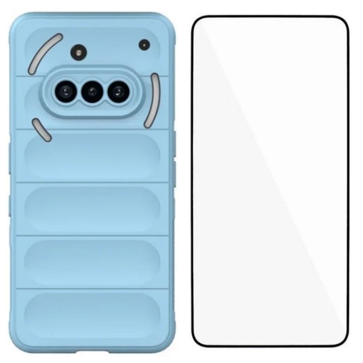 

Ни за что Телефон (3a) Чехол из ТПУ WANLONFENG Серии HD Противоскользящий Чехол для Телефона с Закаленным Стеклом Baby Blue