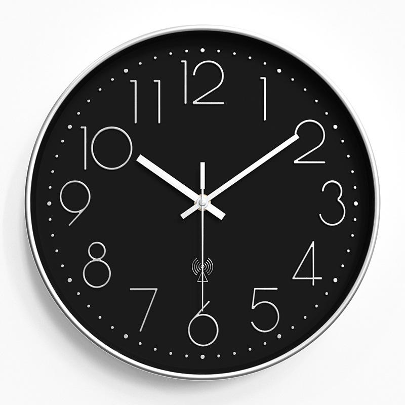 Radio Clock Home Simple Watch Wall Hanging Living Room Silent Clock Clock Automatic Time Quartz Clock 12 Inches 30CM