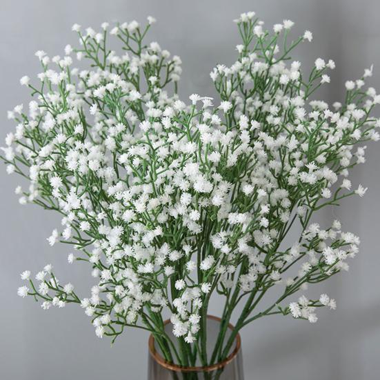 6/10Pcs Artificial Babysbreath Realistic Fake Plastic Flower Home Office Wedding Party Indoor Outdoor Faux Flower Bloom Plants Decoration
