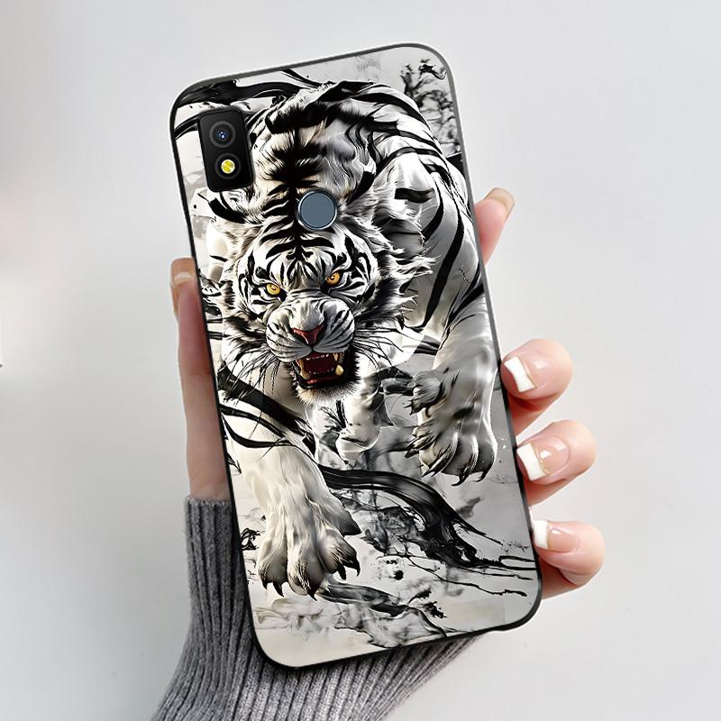 Etui Luksusowe Urocze Króliczek Miłość Śmieszne Czarne Miękkie Silikonowe TPU Ochronne Etui na Telefon dla Cricket Icon4 Tylna Klapka