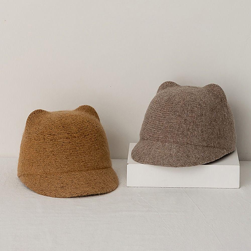 Wool Kids Wool Equestrian Hat Solid Color Kids Sunshade Visors Stylish Baby Knitted Hat  2-6 Year