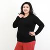 Große Größe 6XL Modal-T-Shirt mit langen Ärmeln, Damen-Herbst-T-Shirt mit Bodenbildung, O-Ausschnitt, lockere T-Shirts, einfarbig, Basic-T-Shirts, max. für 140 kg