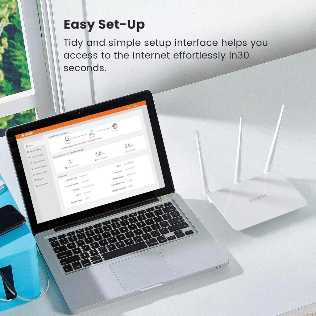 Tenda Wireless Router F3 N300 300Mbps Single Band Wifi Router Access Point Range Extender WISP Plug & Play High Gain Antennas