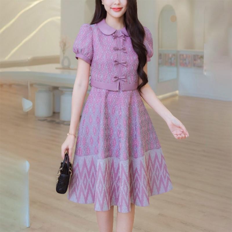 

ZANZEA Women Summer Casual Short Sleeve Retro Print Dress S фиолетовый