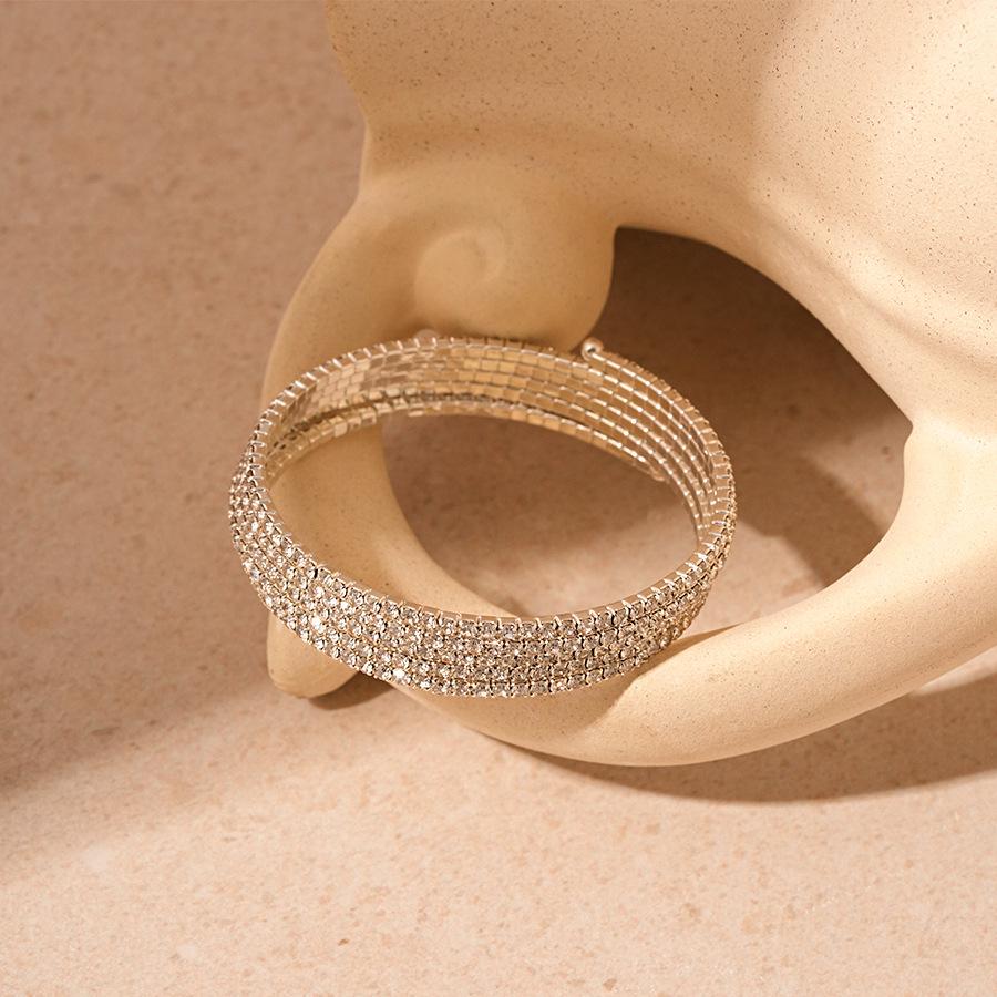 Elegant Multi-Layered Diamond Inlaid Open Bangle: Light Luxury Fashion Bracelet for Women