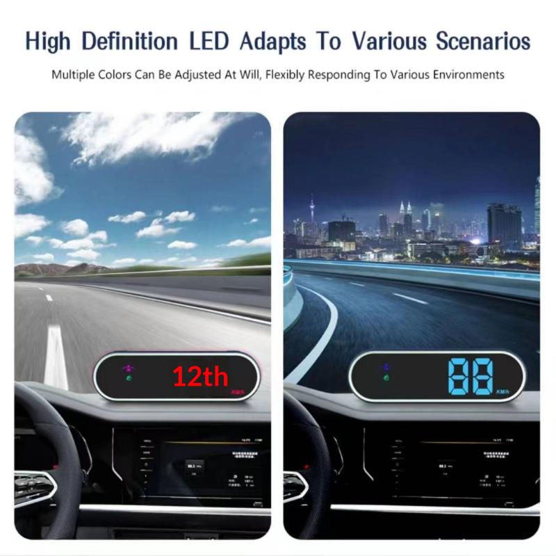 Car Head Up Display Gps Digital Speedometer With Colorful Led Display Clock & Function Overspeed Alarm For Car Truck Suv Rv