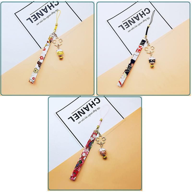 Japanischer Smartphone-Anhänger Lanyard Blume Katze Glocke Anhänger
