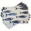 Of 4, 6, Or 8 Placemats Showcasing a Blue Fish Mosaic Design, Perfect for Enhancing The Decor of Your Kitchen And Dining Area, Ideal for Dinner