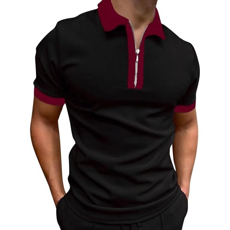 Lässiges Sommer-Herren-Kurzarm-Poloshirt, Modisches Reißverschluss-Poloshirt Lässig Slim Fit Atmungsaktiv Modisch