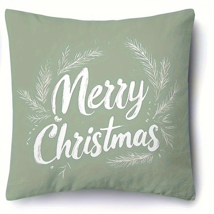 Christmas Pillowcase: Green Card Car Pine, Tree View and Warm Greetings New Year Home Decoration 2d Flat Printing