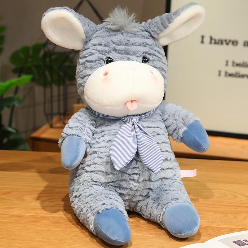Adorable Brown Blue And Green Plush Donkey Stuffed Animal Soft Toy For Kids Gift