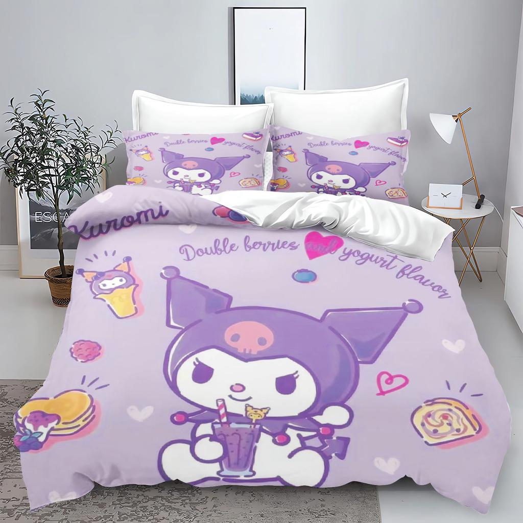 Kuromi My Melody Sanrio Series Printed Bedroom Bedding Set Duvet Cover Christmas Gifts Comforte Cartoon With Pillowcase