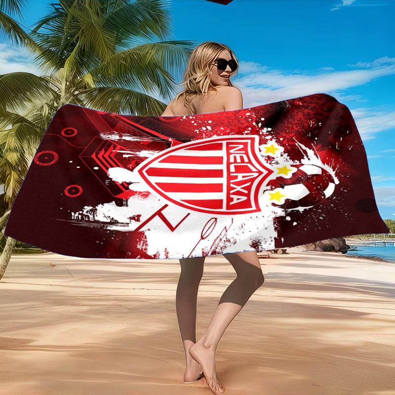 Football Crest Heartbeat Printed Microfiber Beach Towel, Soft And Absorbent, Quick-Dry, Ideal for Summer Travel, Beach Essential, Swimming Pool