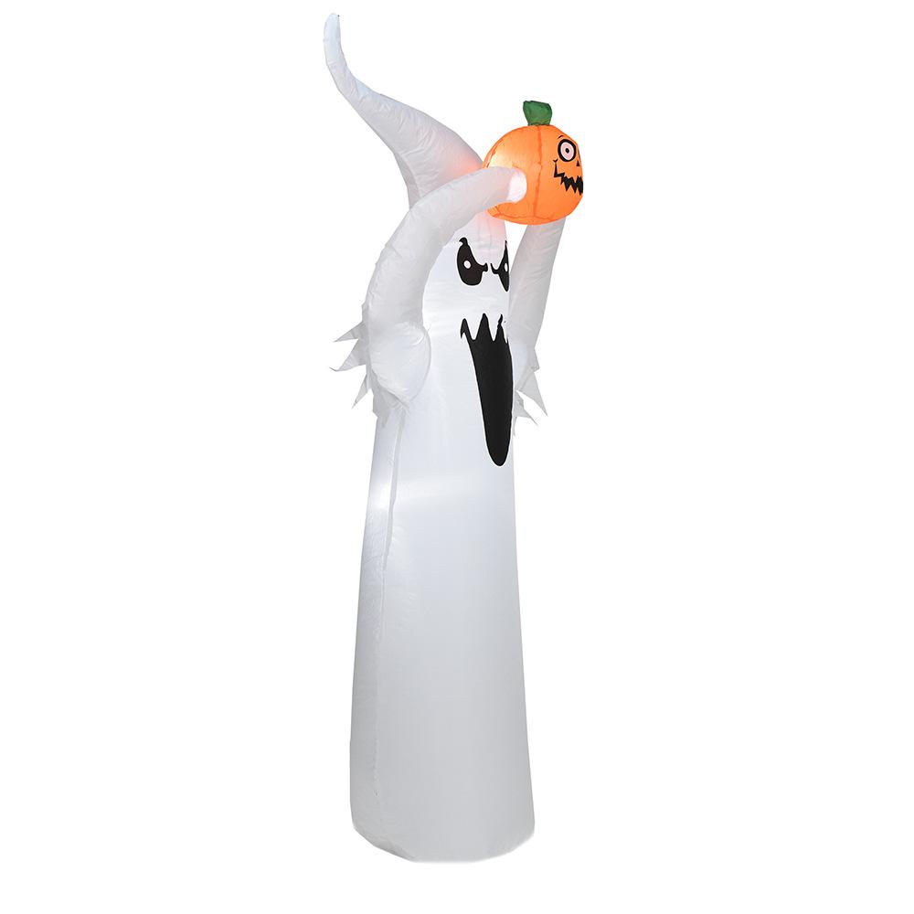 1 8m Glowing White Ghost Holding Pumpkin Halloween Inflatable Decoration DIY Party Prop