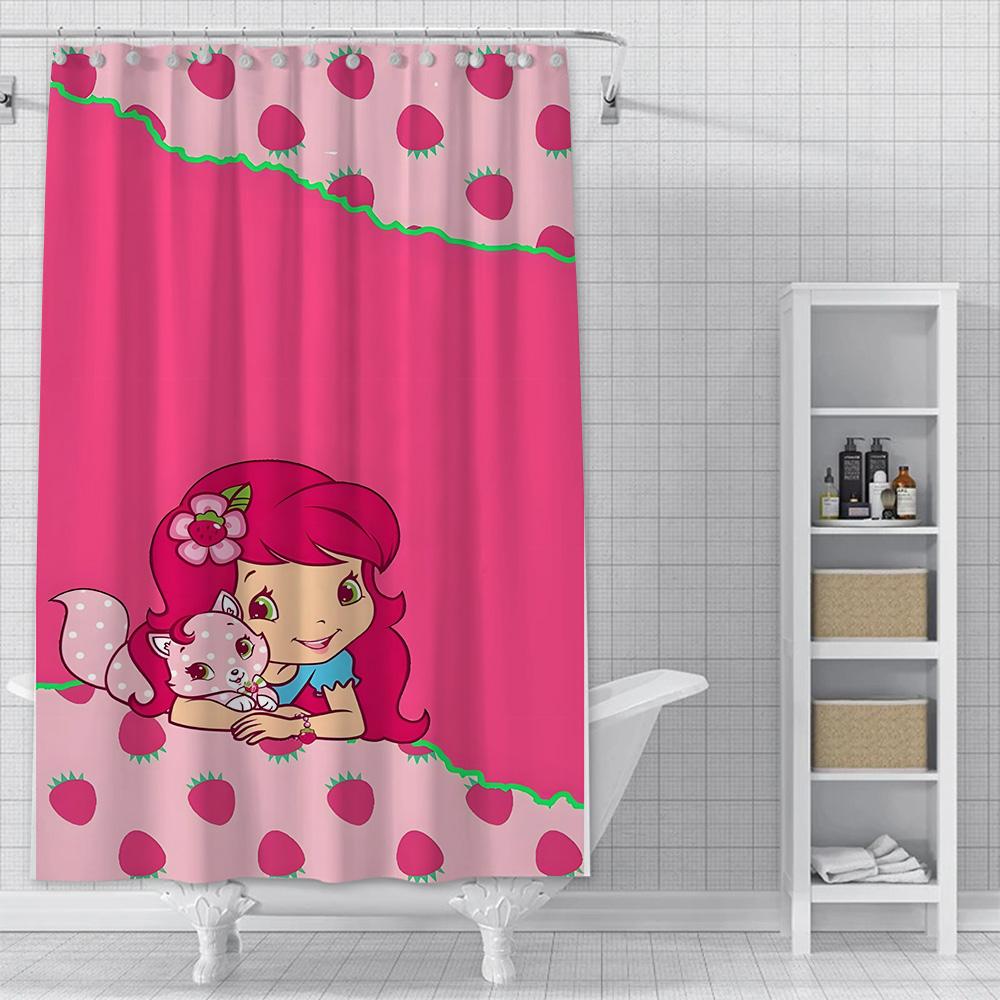 Duschvorhang Wasserdichtes Polyestergewebe Farbe Bunt Badezimmervorhänge Erdbeere Schatz Zuhause Badezimmerdeko Mit Haken