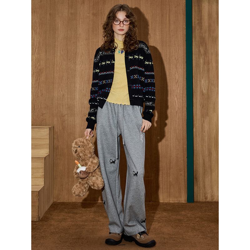 Coolhut Fair Isle Retro Design Jacquard Soft and Lazy Style Autum New Pure Cotton Women's Sweater Cardigan