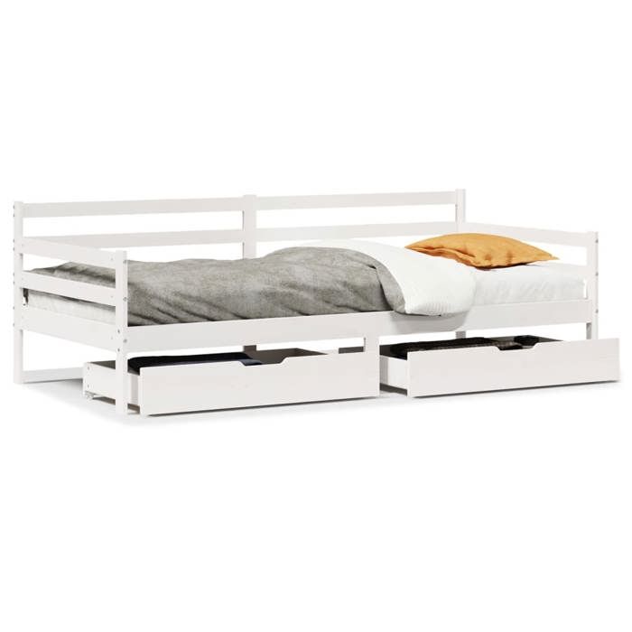 VidaXL Day Bed and Drawers Without Mattress White 90x200 Cm Solid Wood 3302060
