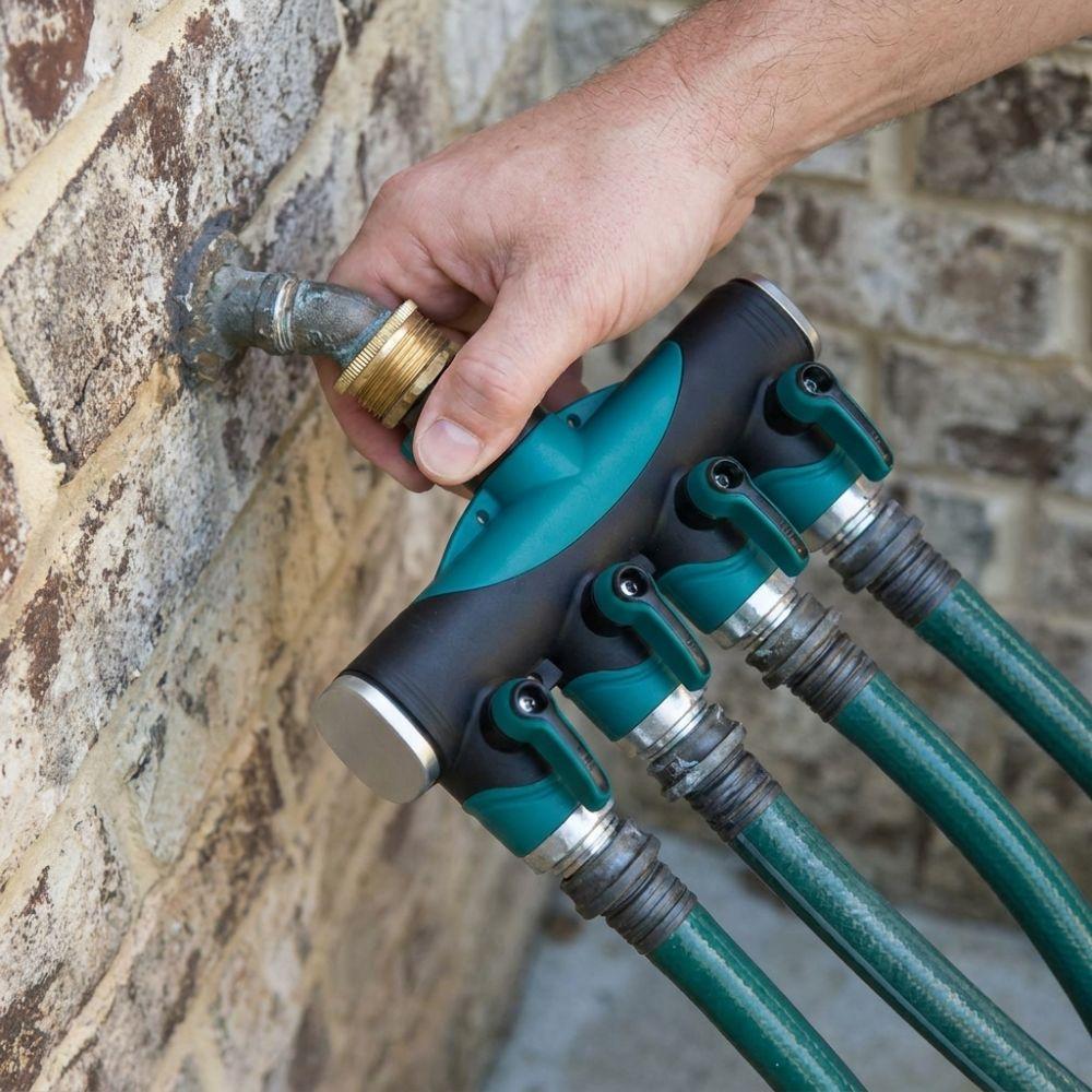 3/4 Inch 4 Way Hose Connector Splitter Zinc Zinc Zinc Alloy Garden Irrigation Splitters Yard Use