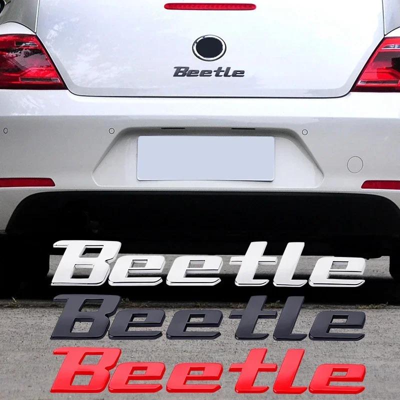 BNT1 3D Metal logo Sticker Beetle Emblem Badge Chrome Black Red Letter Decal For Volkswagen VW Beetle Rear Trunk Decor Accessories FY1