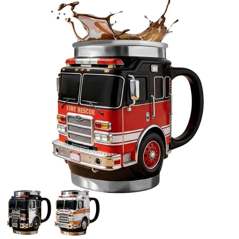 450ML Capacity Fire Rescue Mug Stainless Steel Ambulance/Police Car Designs Firefighting Coffee Mugs Handcrafted