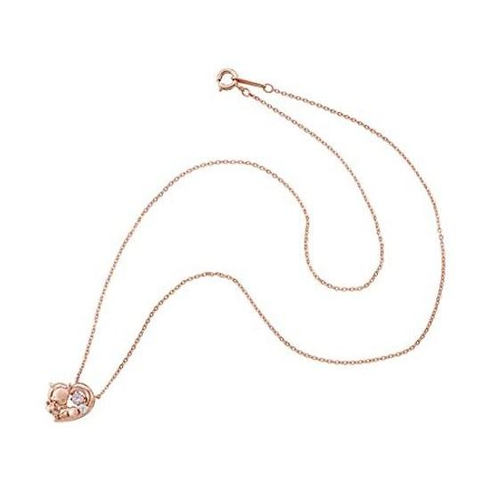 White Clover Pochacco Sanrio Characters Dancing Stone Necklace Pendant Open Heart Pink Gold Silver 925 Cubic Zirconia SAPOC-N005PG