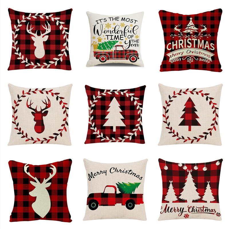 Christmas Elk Forest Car Neck Guard Home Sofa Pillowcase Christmas Pillowcase with Core