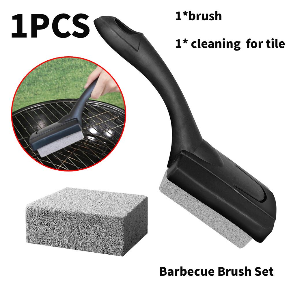 Plastic Handheld Barbecue Brush Set Replacement Cleaning Stone For Grills Outdoor Barbecue Equipment Kitchen BBQ Tools