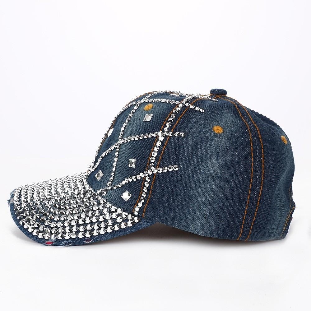 Breathable Baseball Cap Rhinestone Decorated Duck Tongue Hat Fashion Sun Protection Hat Unisex