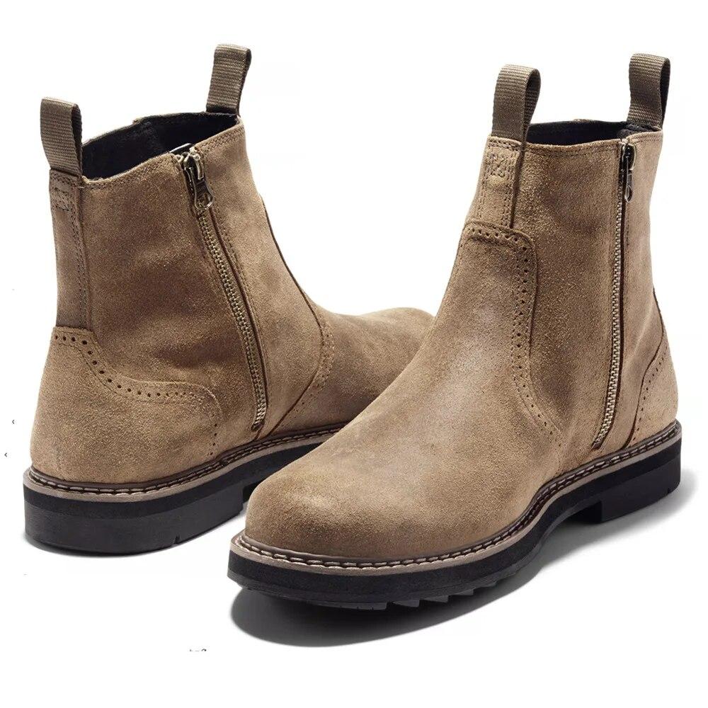 Men'S Business Leather Shoes Comfortable High Top Casual Shoes Unisex Round Head Boots Plus Size Western Boot Footwear