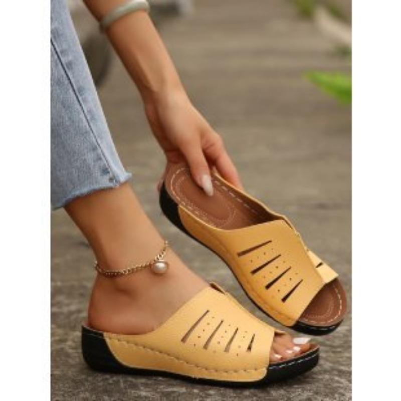 

New slope heel slippers women s thick bottom women s sandals casual and lightweight 3 36 жёлтый