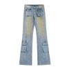 Jeans Américains Dégradés High Street Nouveaux Vêtements Féminins Pantalons en Denim Vintage Coupe Droite Mode avec Poches Pantalons Amples Assemblés
