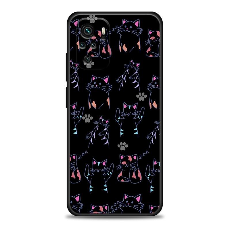 Funny Cute Cat Line Art Phone Case For Xiaomi Redmi Note 11 10 9 8 Pro 9S 8A 10S 11S Soft Cover For Redmi Note 8Pro 10Pro Fundas
