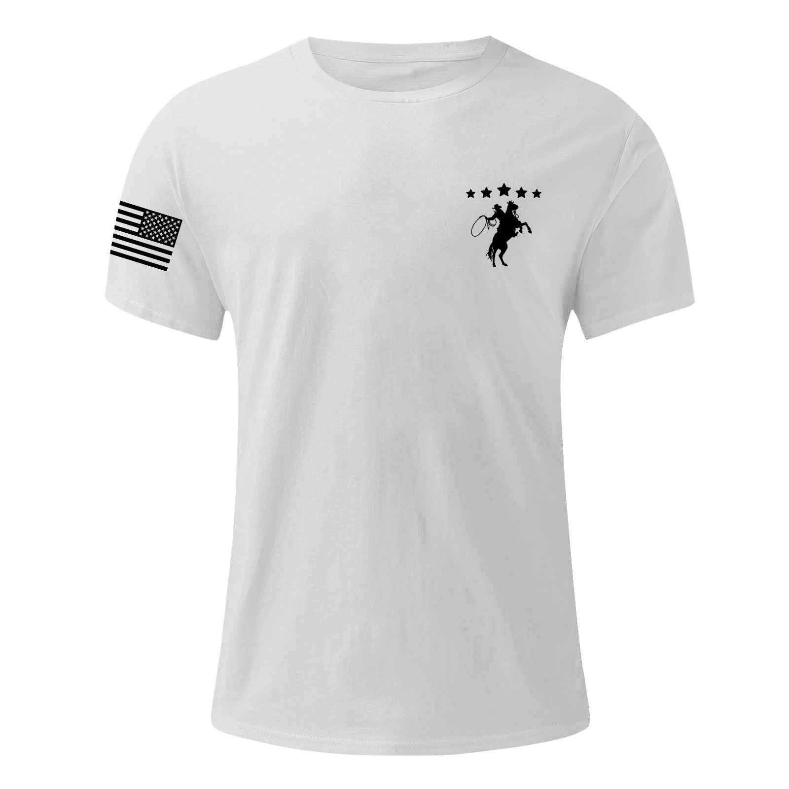 

Чоловіча модна повсякденна футболка з круглим вирізом та коротким рукавом з принтом до Дня Незалежності XXXL білий