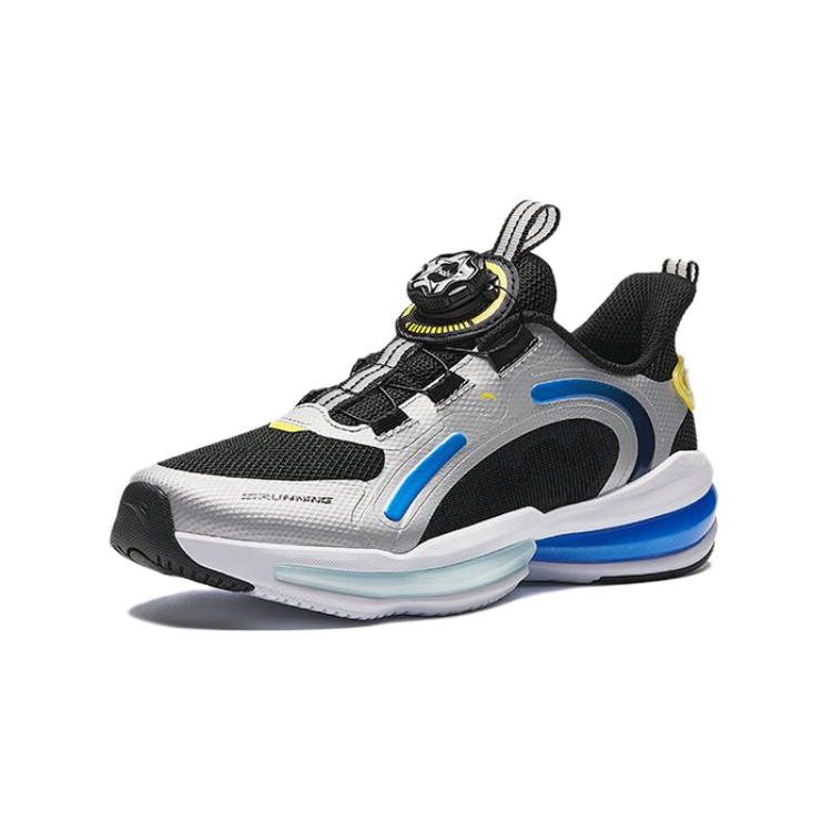 Anta Kids Non-Slip Shock Absorbing Low-Top Running Shoes Kids sneaker Black Silver Blue 312425511-3
